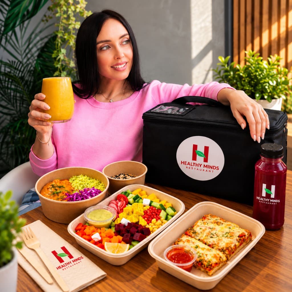 Healthy Minds meal boxes with a customer